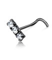 Tri Stone Curved Nose Stud NSKB-831